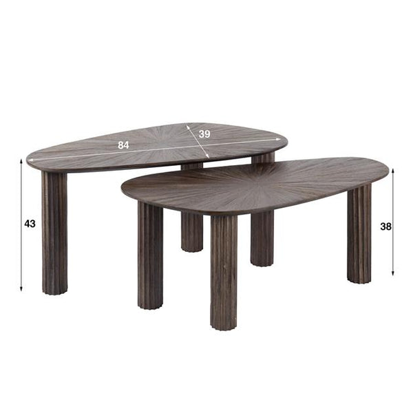 Salontafel set/2 hoekvormig Maya teak / Teak rust brown