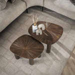 Salontafel set van 2 driehoekig Maya teak / Teak rust brown
