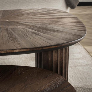 Salontafel set van 2 driehoekig Maya teak / Teak rust brown