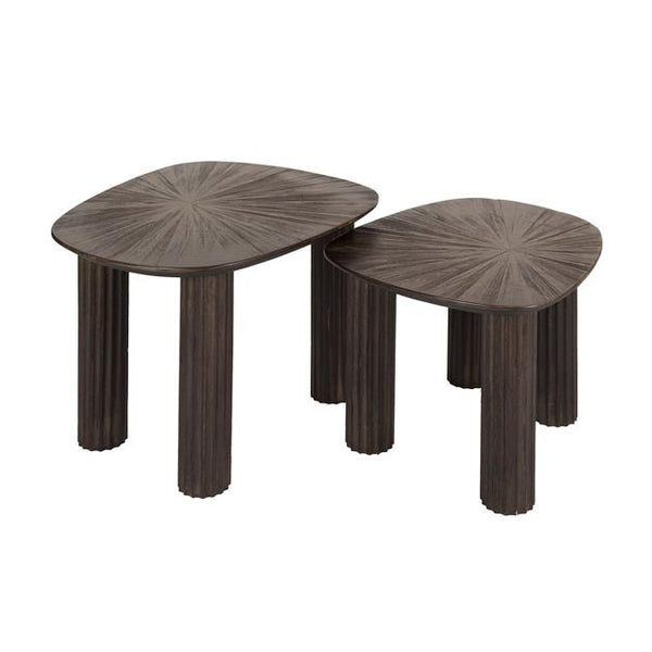 Salontafel set van 2 driehoekig Maya teak / Teak rust brown