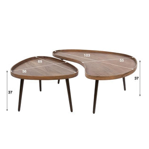 Salontafel set van 2 Carve organic / Massief acacia drift brown