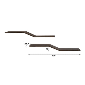 Wandplank Caro S-shape set van 2 / Massief teak espresso