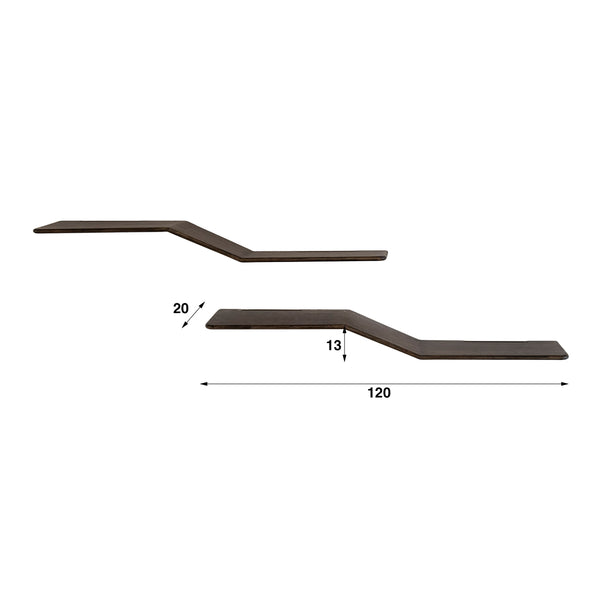 Wandplank Caro S-shape set van 2 / Massief teak espresso