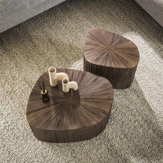 Salontafel set van 2 stuks XL driehoek Maya teak / Teak rust brown