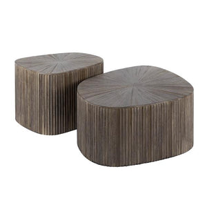 Salontafel set van 2 stuks XL driehoek Maya teak / Teak rust brown