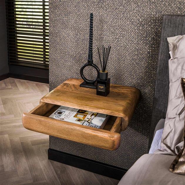 Nachtkastje sleek / Massief mango zandkleur van Idéco Design, foto 3