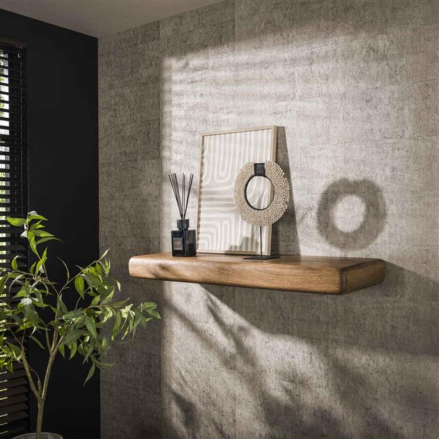Wandplank 118 sleek / Massief mango zandkleur (Magazijn sale)