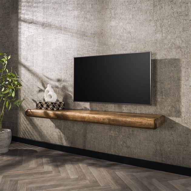 Wandplank 170 sleek / Massief mango zandkleur (Magazijn sale)