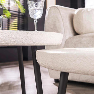 Salontafel set/2 flat round stone / Marmer composiet (Magazijn sale)
