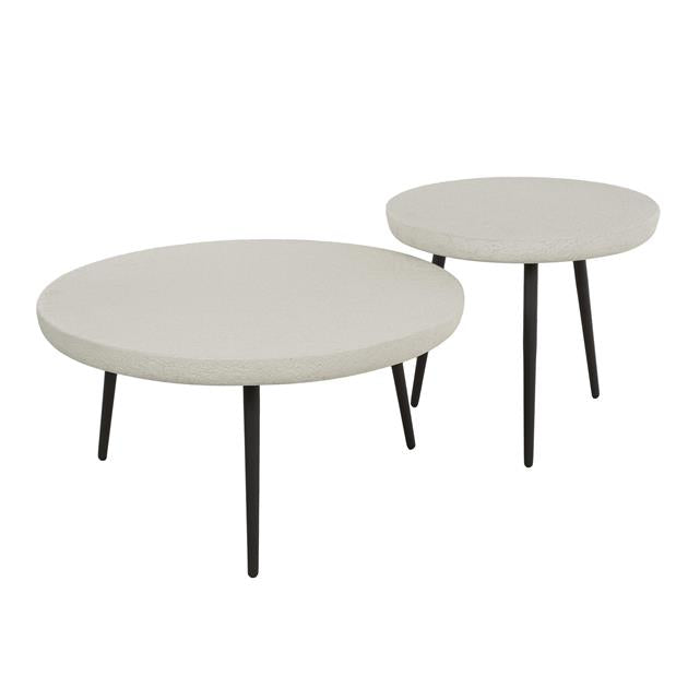 Salontafel set/2 flat round stone / Marmer composiet (Magazijn sale)