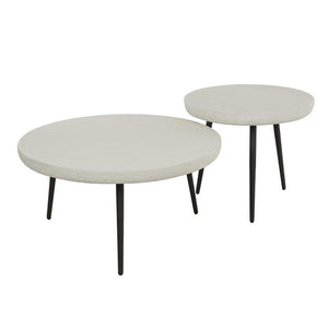 Salontafel set/2 flat round stone / Marmer composiet (Magazijn sale)