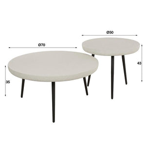 Salontafel set/2 flat round stone / Marmer composiet (Magazijn sale)