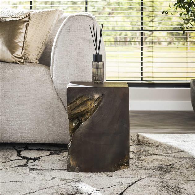 Bijzettafel square grey and gold / Grijs (Magazijn sale)