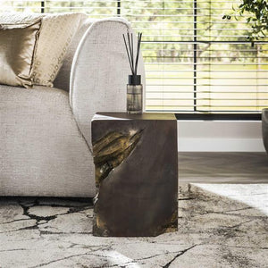 Bijzettafel square grey and gold / Grijs (Magazijn sale)