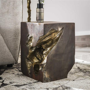 Bijzettafel square grey and gold / Grijs (Magazijn sale)