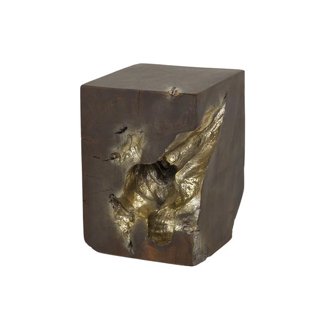 Bijzettafel square grey and gold / Grijs (Magazijn sale)