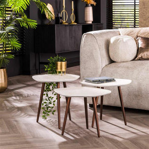 Salontafel set/3 point stone / Marmer composiet (Magazijn sale)