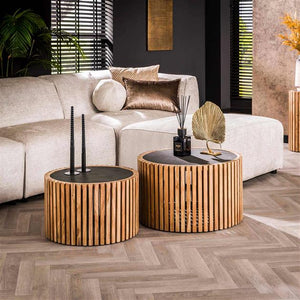 Salontafel set/2 slate round / Leisteen (Magazijn sale)