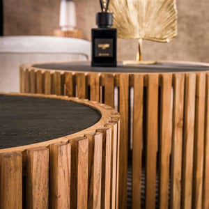 Salontafel set/2 slate round / Leisteen (Magazijn sale)