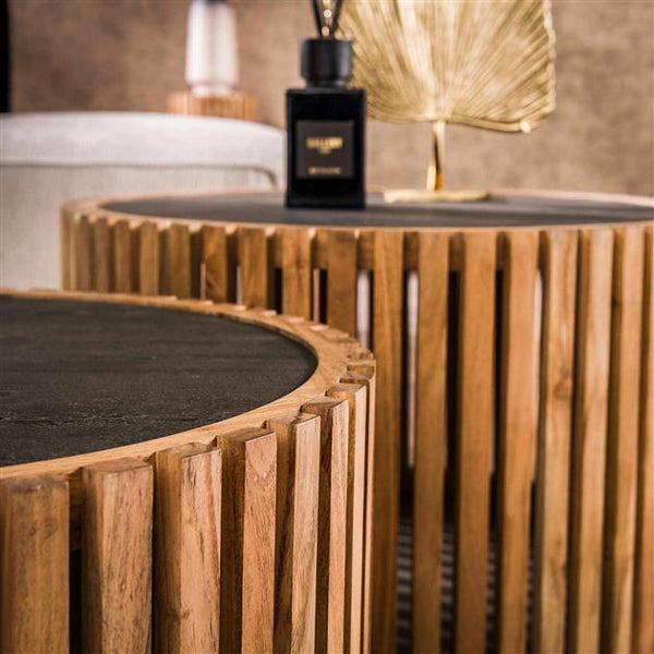 Salontafel set/2 slate round / Leisteen (Magazijn sale)