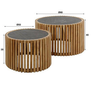 Salontafel set/2 slate round / Leisteen (Magazijn sale)