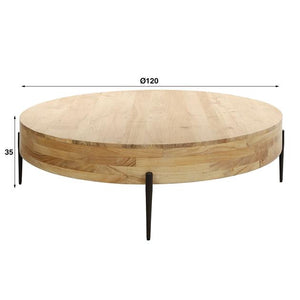 Salontafel Ø120 bulky wood / Massief acacia naturel (Magazijn sale)