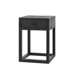 Nachtkastje 1L black square / Massief acacia zwart