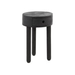 Nachtkastje 1L round full wood / Massief acacia zwart