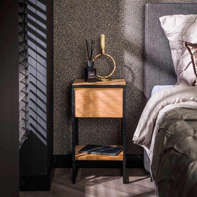 Nachtkastje 1L XS straight wood / Massief acacia naturel (Magazijn sale)