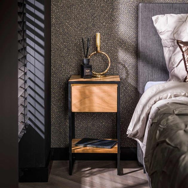 Nachtkastje 1L XS straight wood / Massief acacia naturel (Magazijn sale)