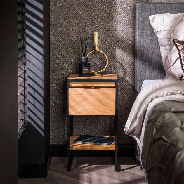 Nachtkastje 1L XS straight wood / Massief acacia naturel (Magazijn sale)