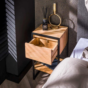 Nachtkastje 1L XS straight wood / Massief acacia naturel (Magazijn sale)