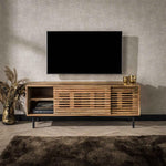TV-meubel 2 deuren slide / Massief acacia naturel (Magazijn sale)