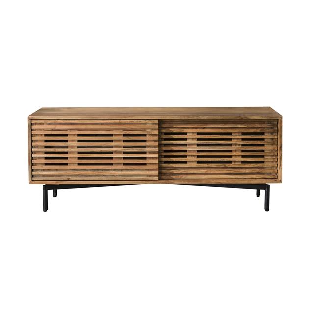 TV-meubel 2 deuren slide / Massief acacia naturel (Magazijn sale)