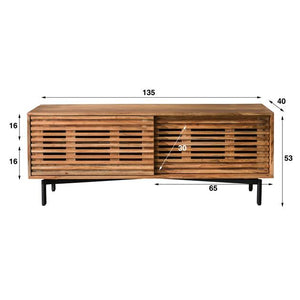 TV-meubel 2 deuren slide / Massief acacia naturel (Magazijn sale)