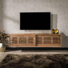 TV-meubel zwevend 2 deuren slide / Massief acacia naturel (Magazijn sale)