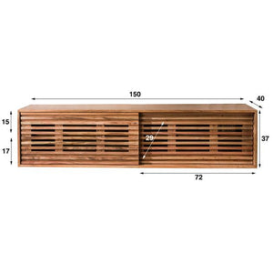 TV-meubel zwevend 2 deuren slide / Massief acacia naturel (Magazijn sale)