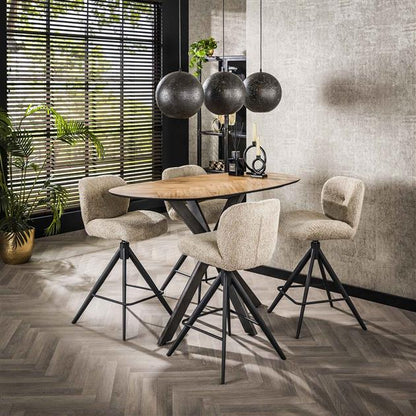Bartafel 140 organisch / Gerecycled teakhout fineer (Magazijn sale)