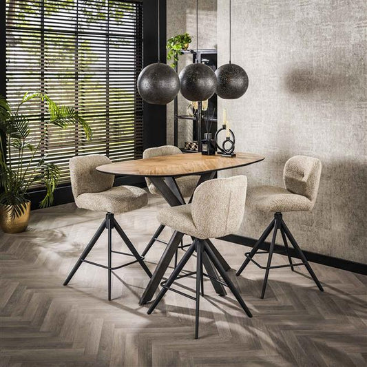 Bartafel 140 organisch / Gerecycled teakhout fineer (Magazijn sale)