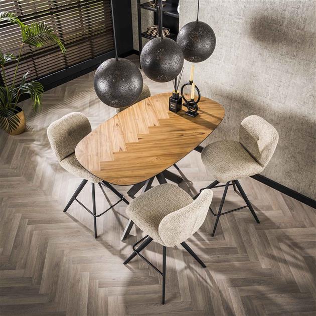 Bartafel 140 organisch / Gerecycled teakhout fineer (Magazijn sale)