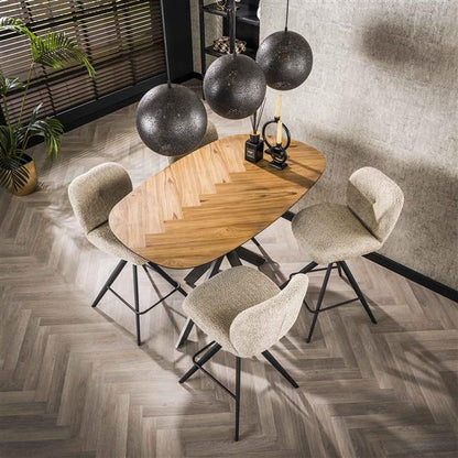 Bartafel 140 organisch / Gerecycled teakhout fineer (Magazijn sale)