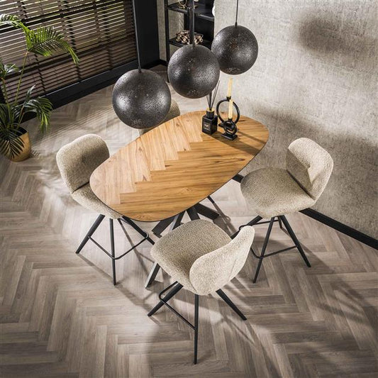Bartafel 140 organisch / Gerecycled teakhout fineer (Magazijn sale)