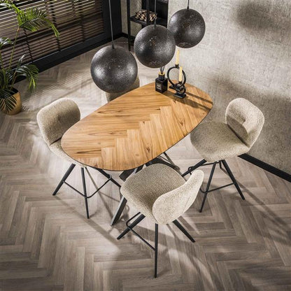 Bartafel 140 organisch / Gerecycled teakhout fineer (Magazijn sale)