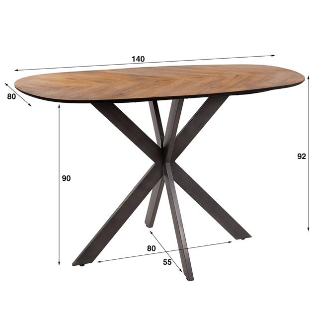 Bartafel 140 organisch / Gerecycled teakhout fineer (Magazijn sale)