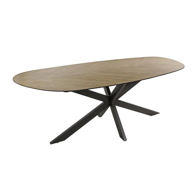 Eetkamertafel 215 organisch / Gerecycled teakhout fineer (Magazijn sale)