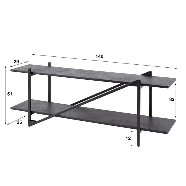 TV-meubel  Piega 140 cm industrieel / Grijs (Magazijn sale)