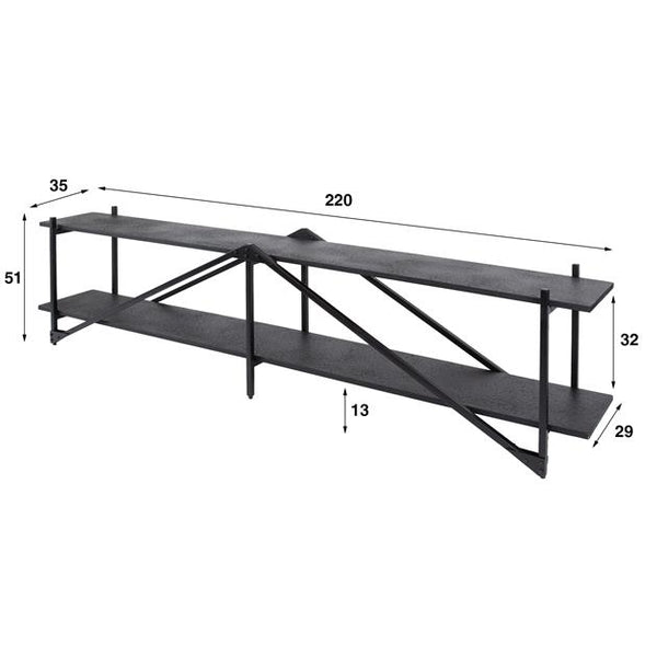 TV-meubel  Piega XL 220 cm industrieel  / Grijs (Magazijn sale)