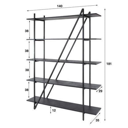 Wandrek 140cm 5 laags Piega / Grijs (Magazijn sale)