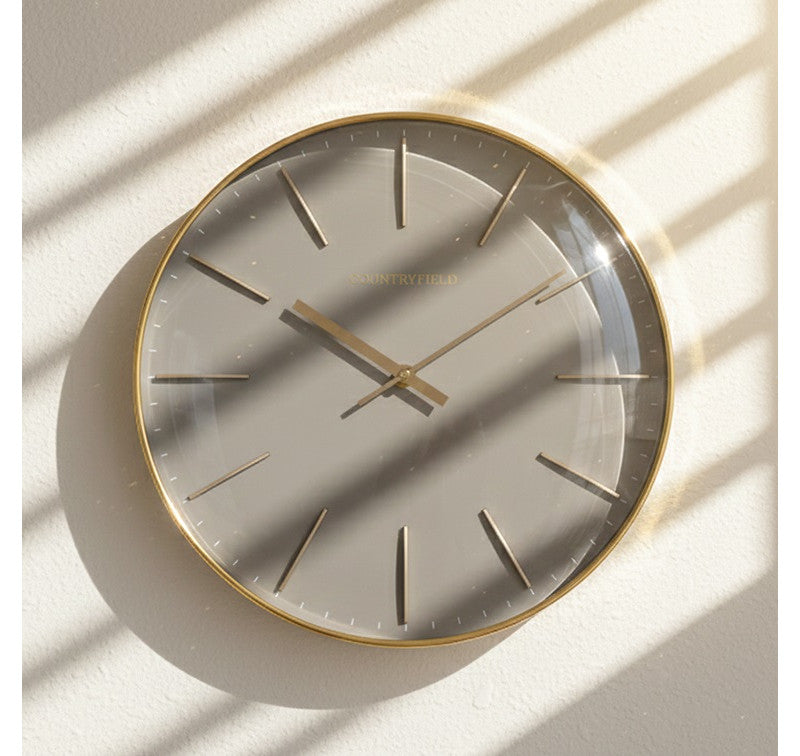 Wandklok Bellamy rond taupe/goud Countryfield Ø35 cm (NIEUW)