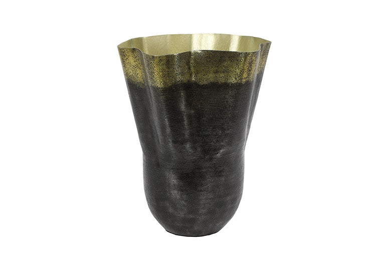 Vaas Dorine zwart/messing - 33x33x38 cm